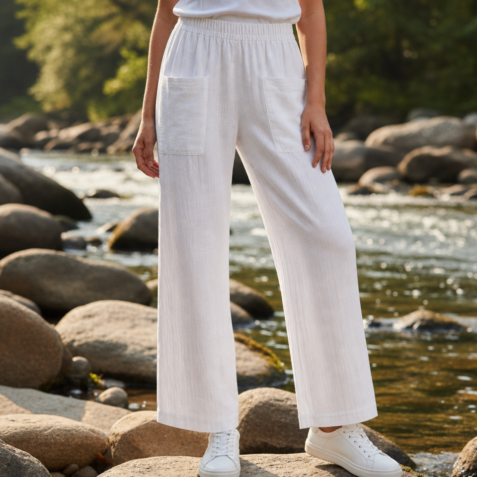 Cassis Relaxed Linen Trousers in White