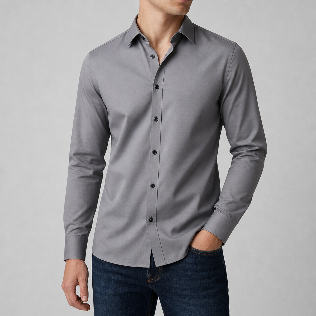 Perugia Slim Fit Dress Shirt in Gray