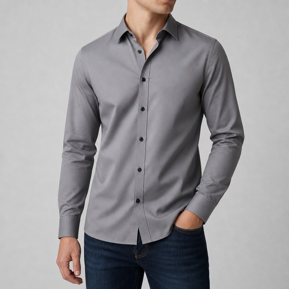 Perugia Slim Fit Dress Shirt in Gray