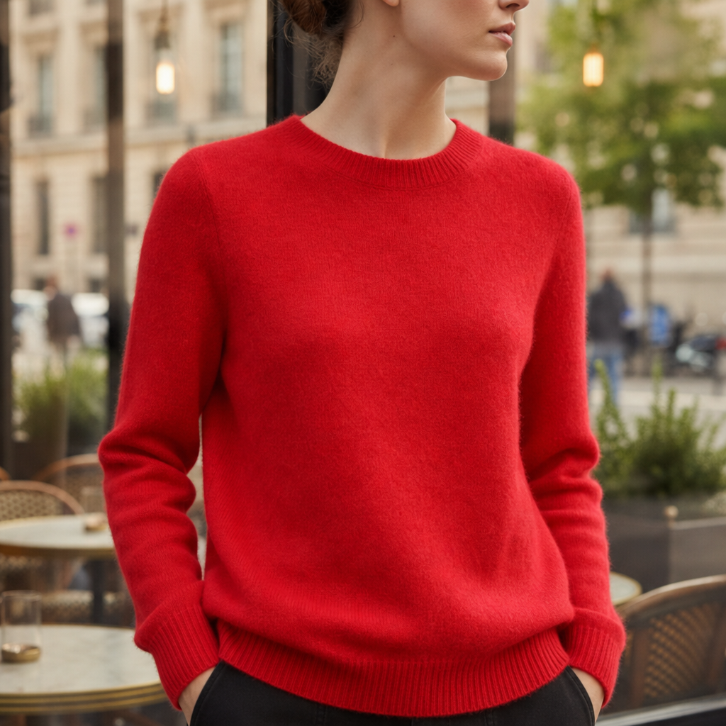 Roquebrune Soft Knit Crewneck Sweater in Red