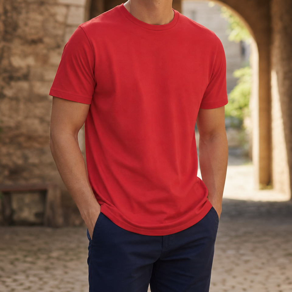 Como Classic Crewneck Tee in Red