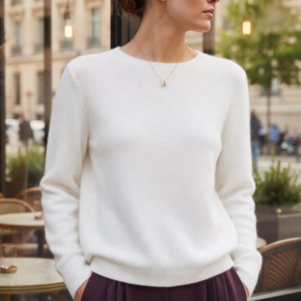 Roquebrune Soft Knit Crewneck Sweater in White