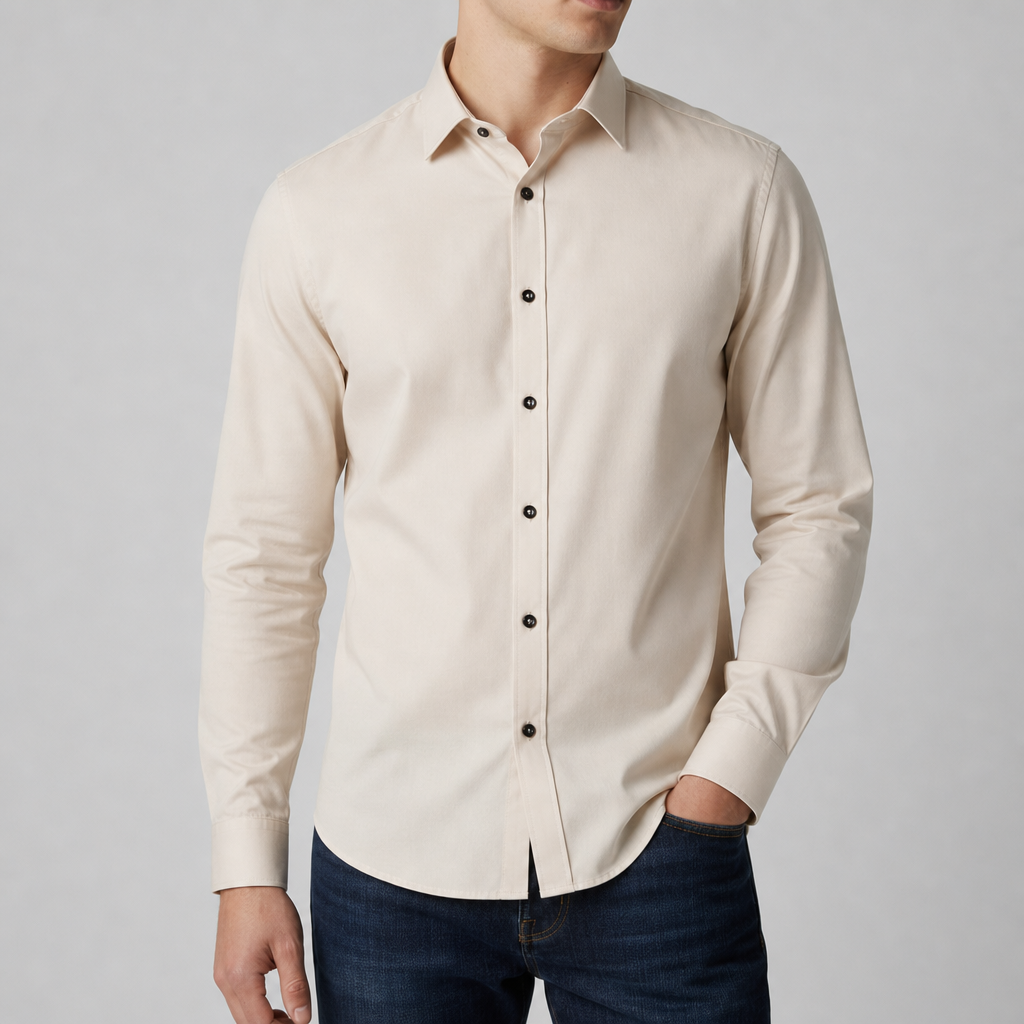 Perugia Slim Fit Dress Shirt in Beige