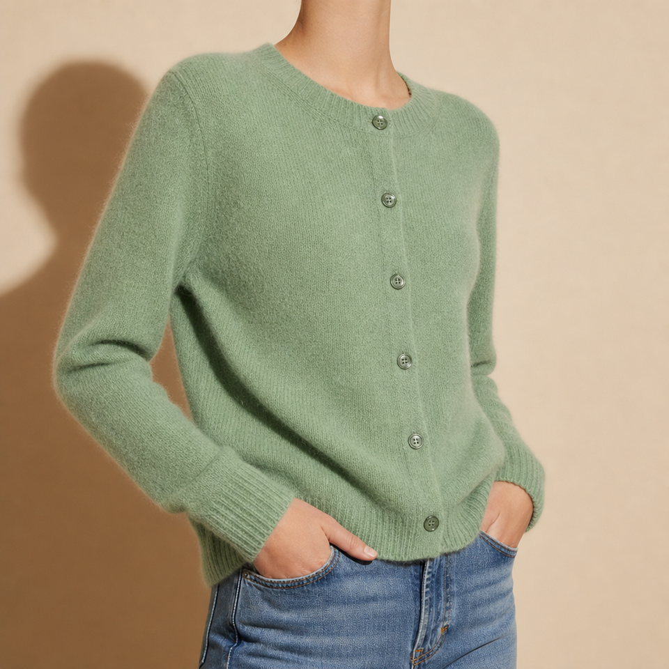 Ostuni Knit Button Cardigan in Mint Green