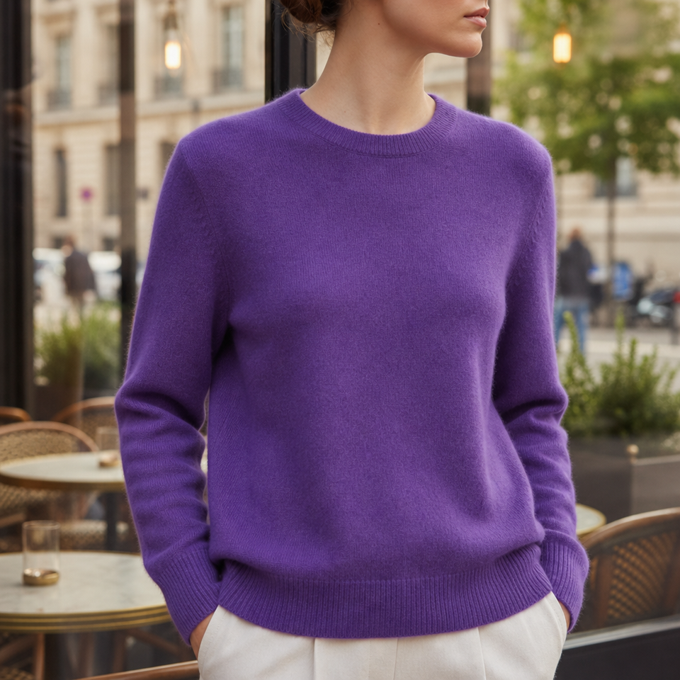 Roquebrune Soft Knit Crewneck Sweater in Purple