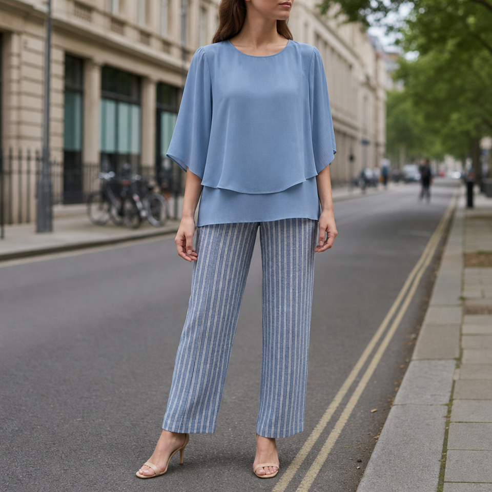 Biot Floral Chiffon Two-Piece Set in Blue