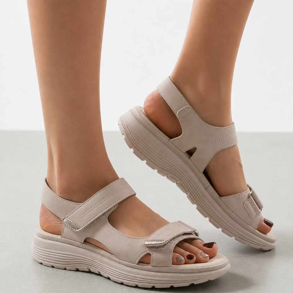 Marsaxlokk Orthopedic Velcro Sandals in Beige