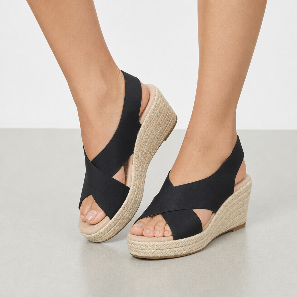Samos Orthopedic Espadrille Wedges in Black