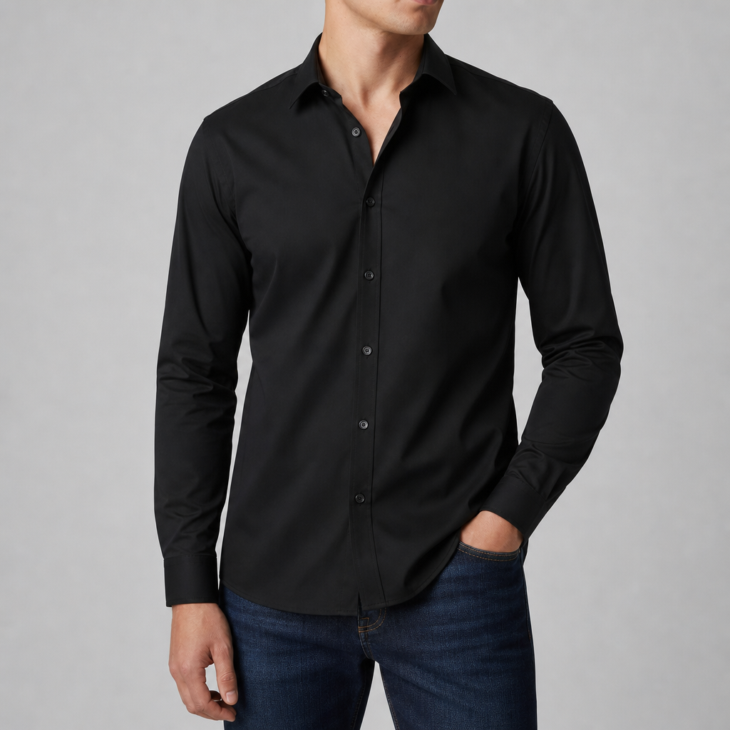 Perugia Slim Fit Dress Shirt in Black