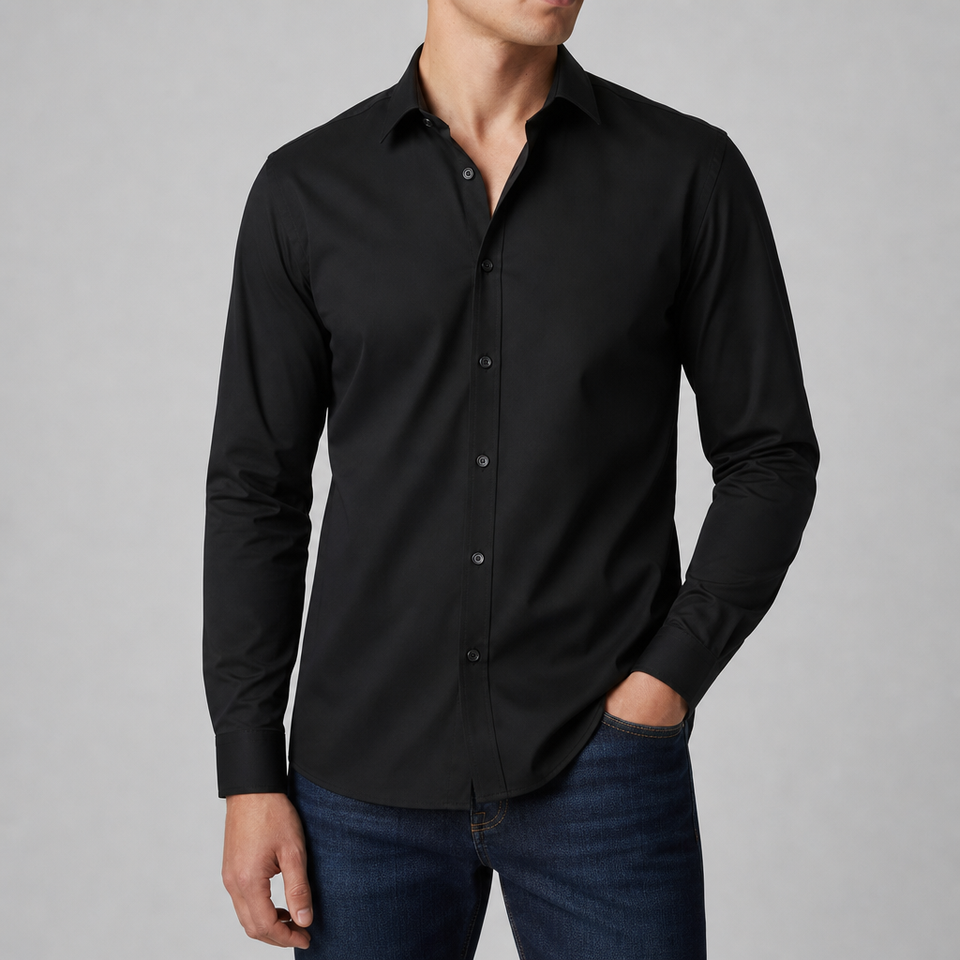 Perugia Slim Fit Dress Shirt in Black