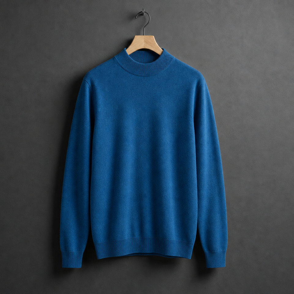 Sagres Mock Neck Cashmere Sweater in Royal Blue