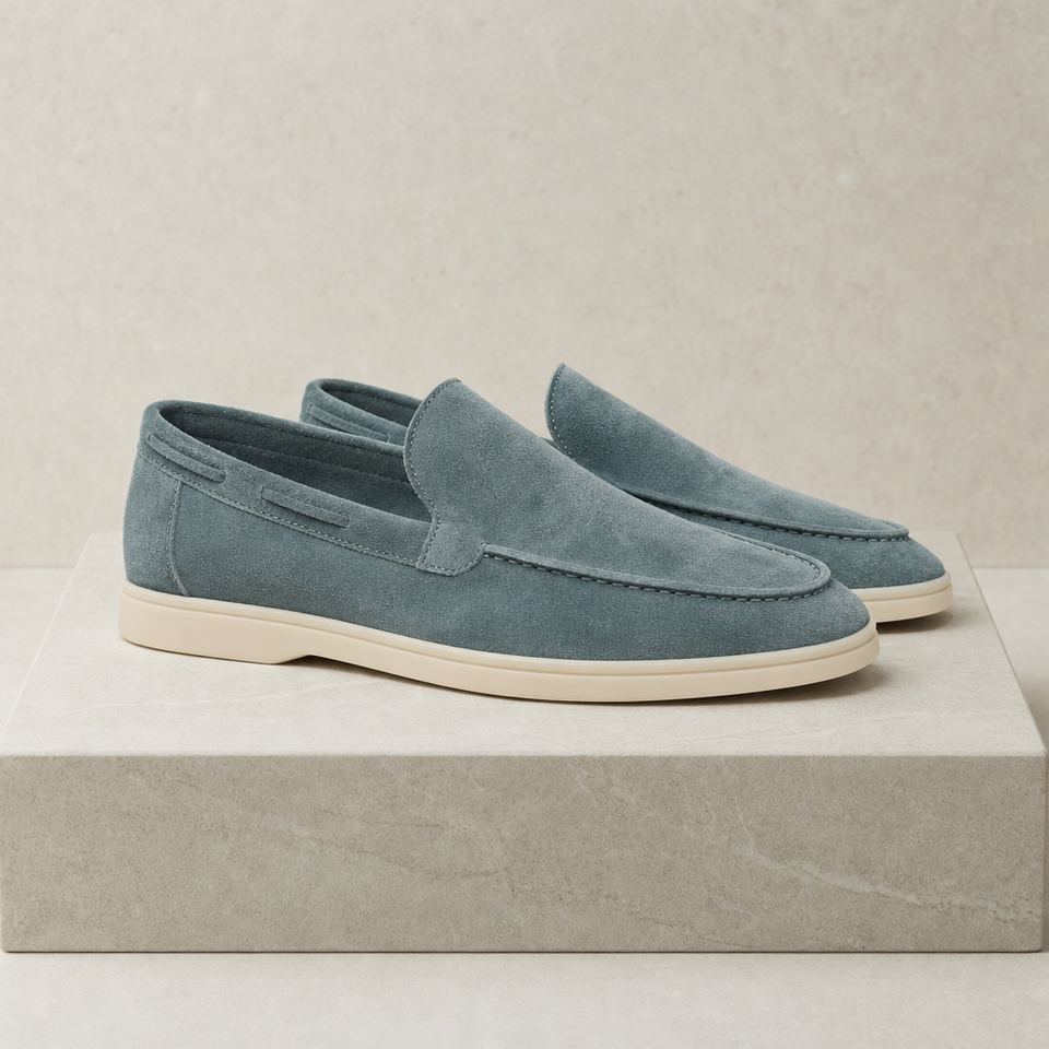 Deia Suede Slip-On Loafers in Blue