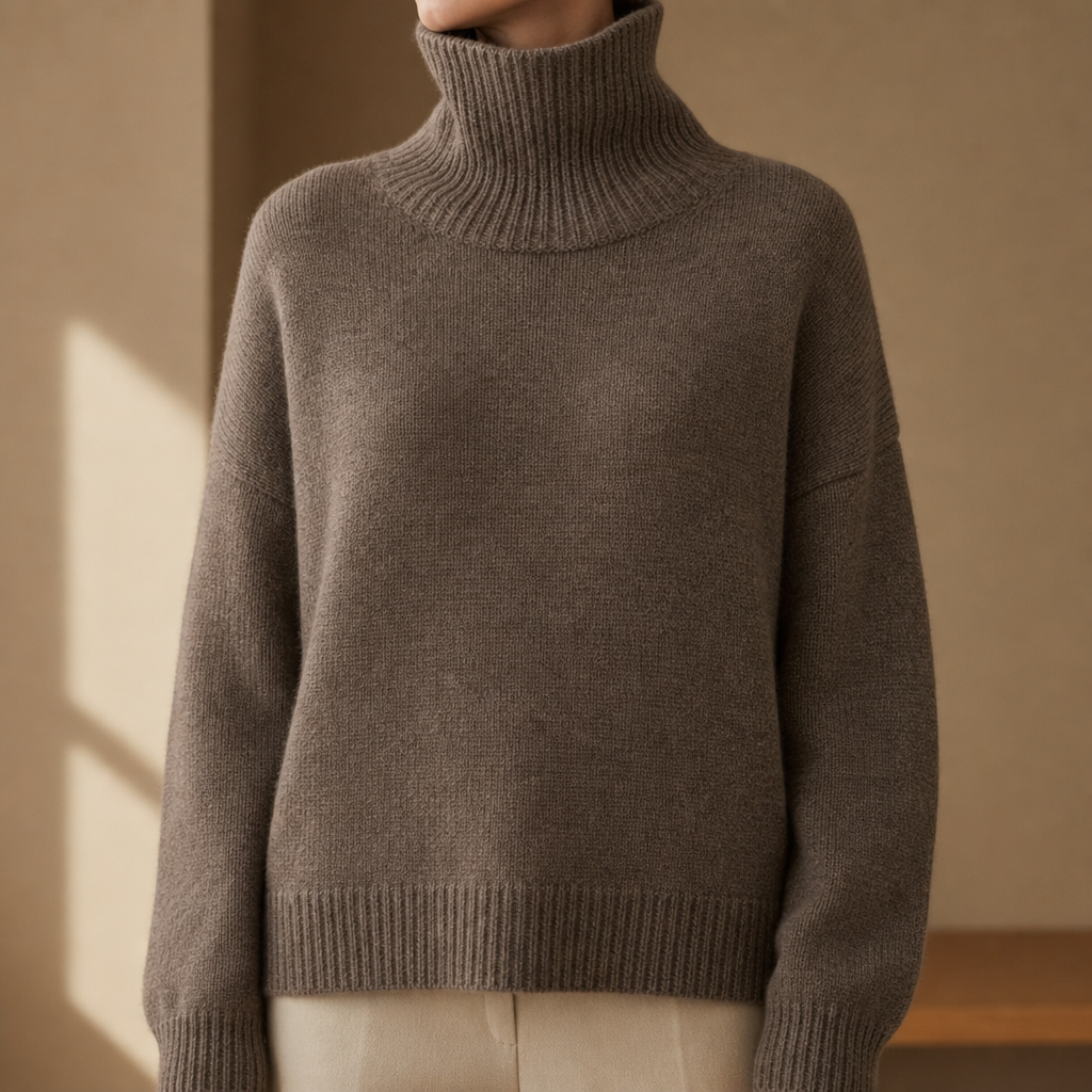 Camogli Oversized Turtleneck Sweater in Brown