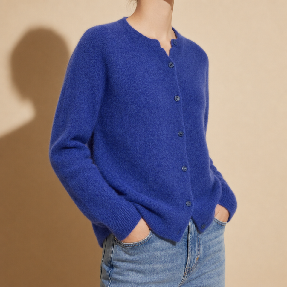 Ostuni Knit Button Cardigan in Royal Blue