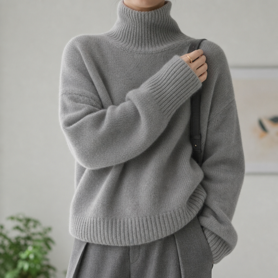 Noto Cashmere Turtleneck Sweater in Gray