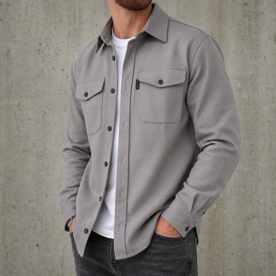 Malaga Slim Fit Shirt Jacket in Gray
