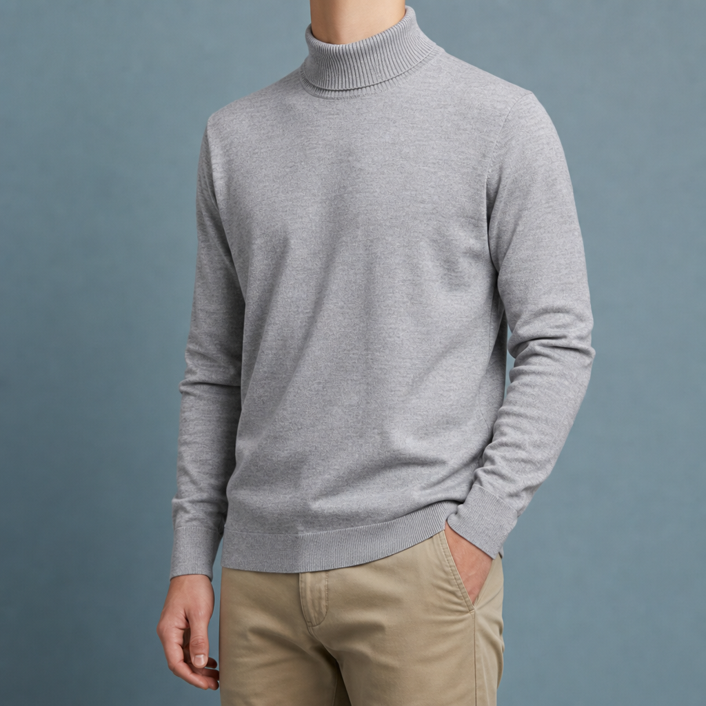 Noto Slim Fit Turtleneck in Gray