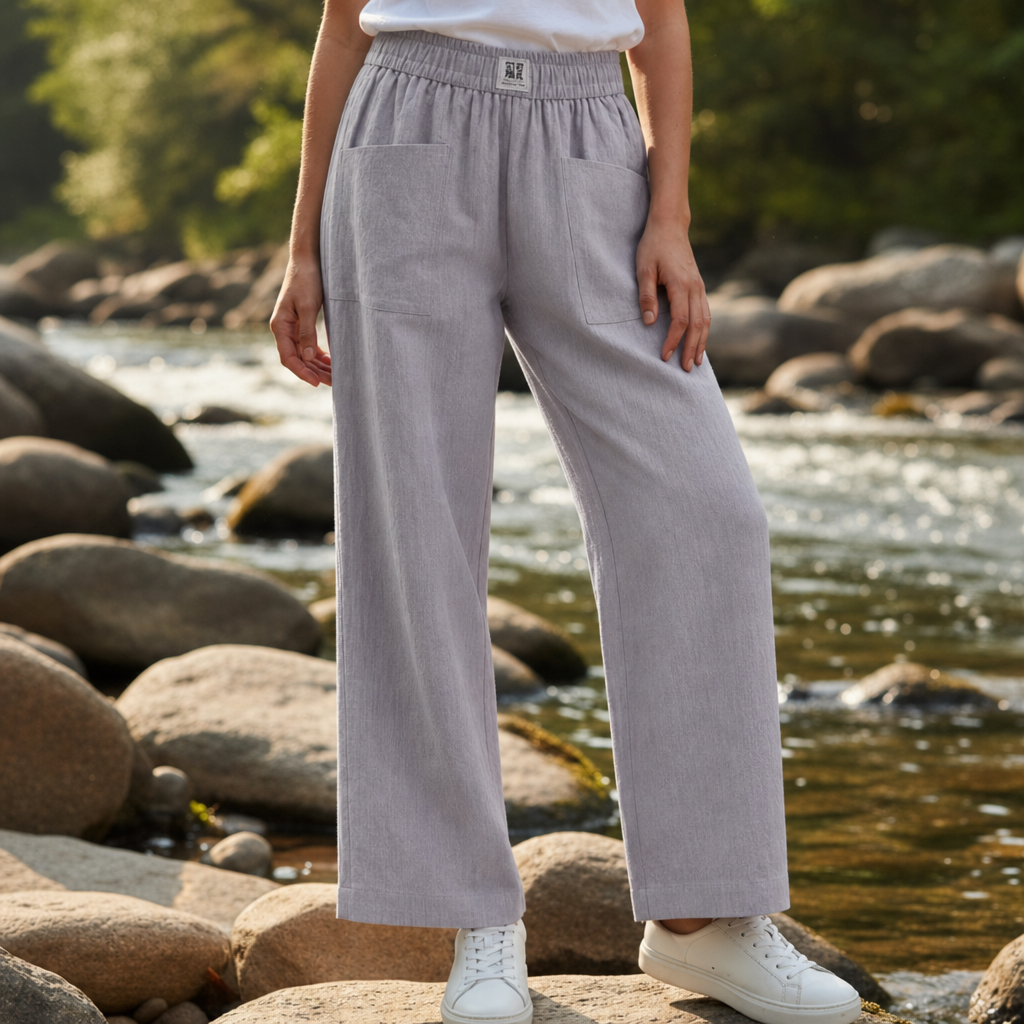 Cassis Relaxed Linen Trousers in Gray