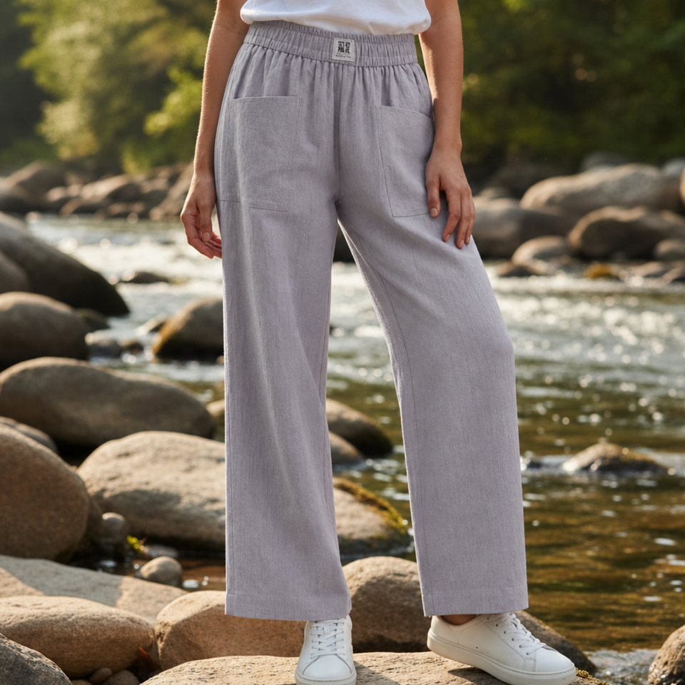 Cassis Relaxed Linen Trousers in Gray