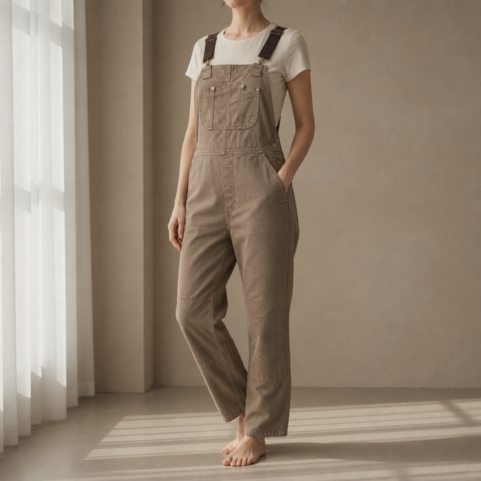 Imperia Canvas Bib Overalls in Khaki