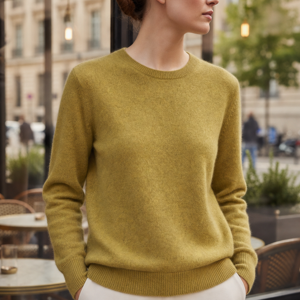 Roquebrune Soft Knit Crewneck Sweater in Olive Green