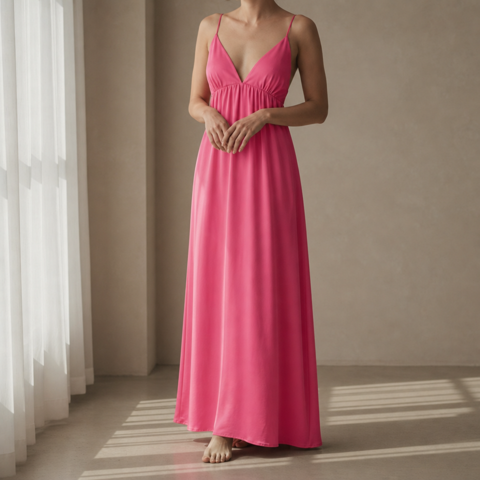 Coimbra Open Back Maxi Dress in Pink