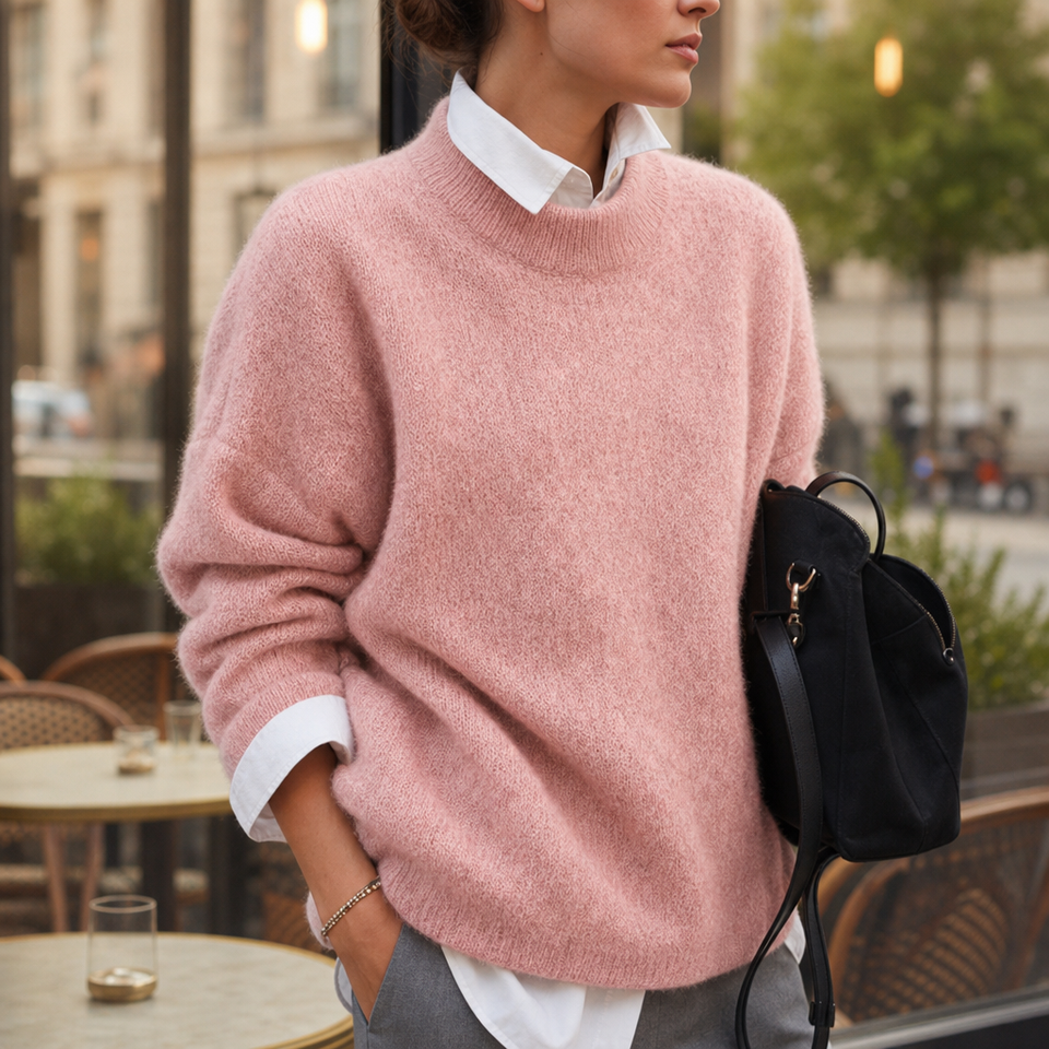 Volterra Oversized Knit Sweater in Pink