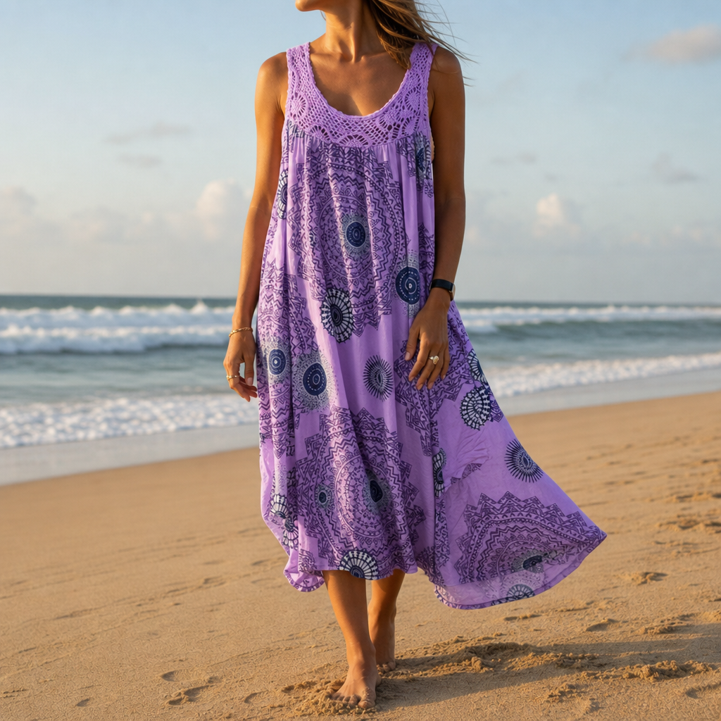Tivoli Boho Mandala Print Dress in Purple