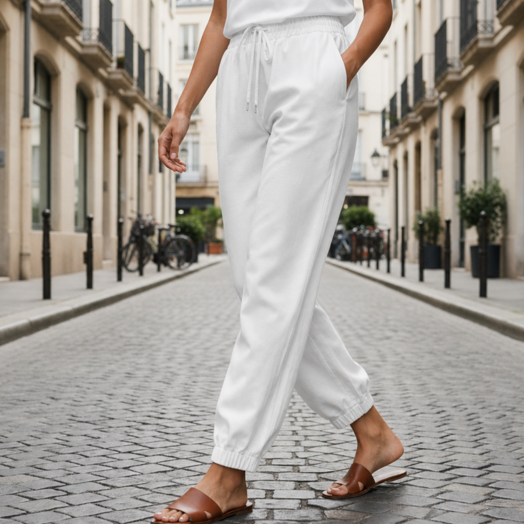 Sperlonga Elastic Waist Joggers in White
