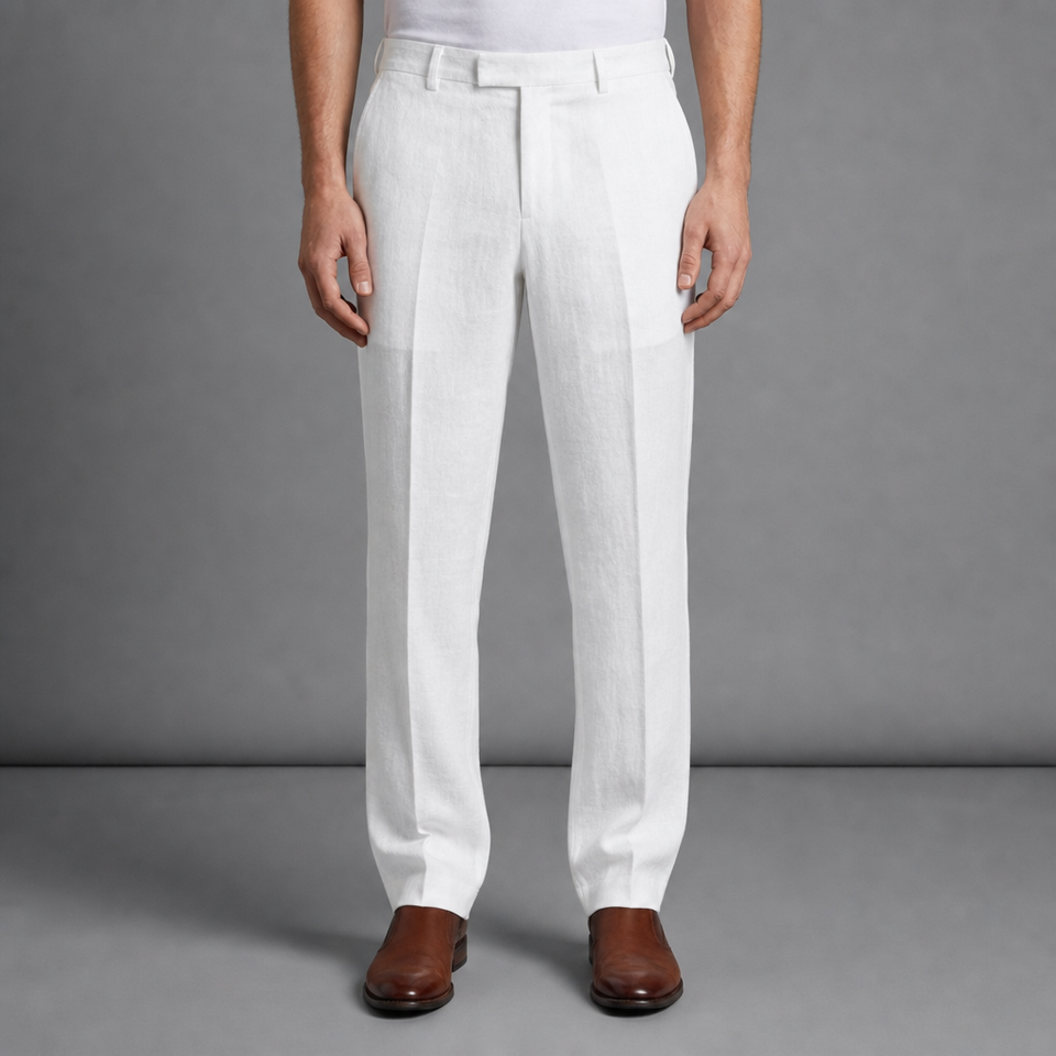 Kythnos Relaxed Linen Trousers in White