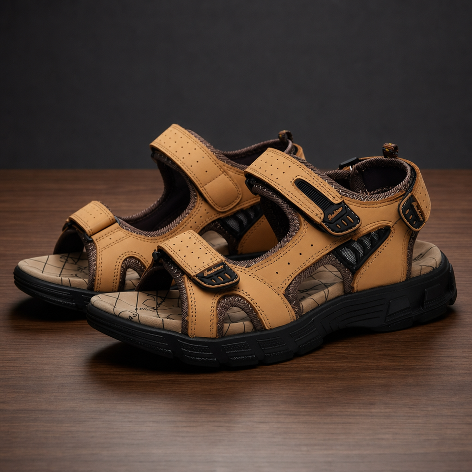 Assisi Adjustable Strap Sport Sandals in Cognac