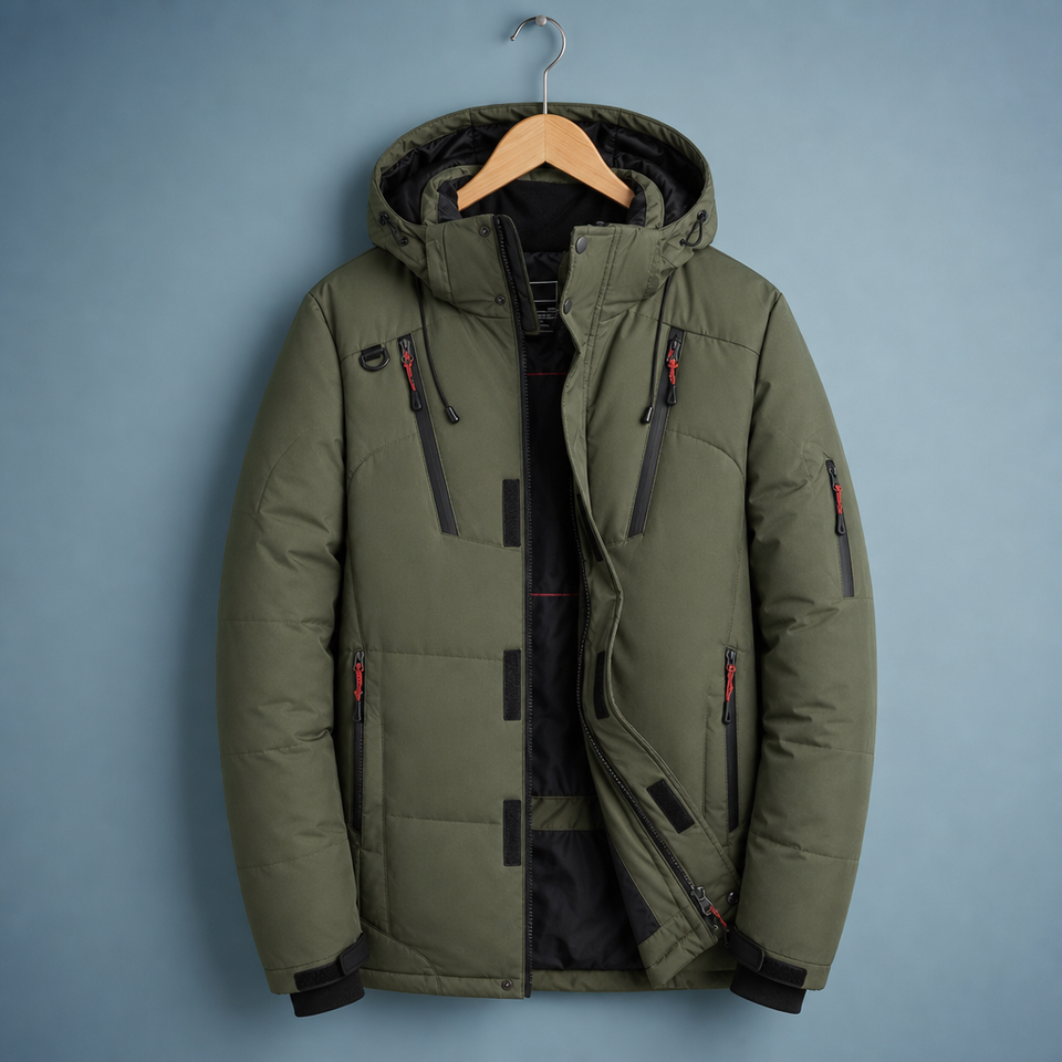 Spoleto Insulated Hooded Parka in Olive Green