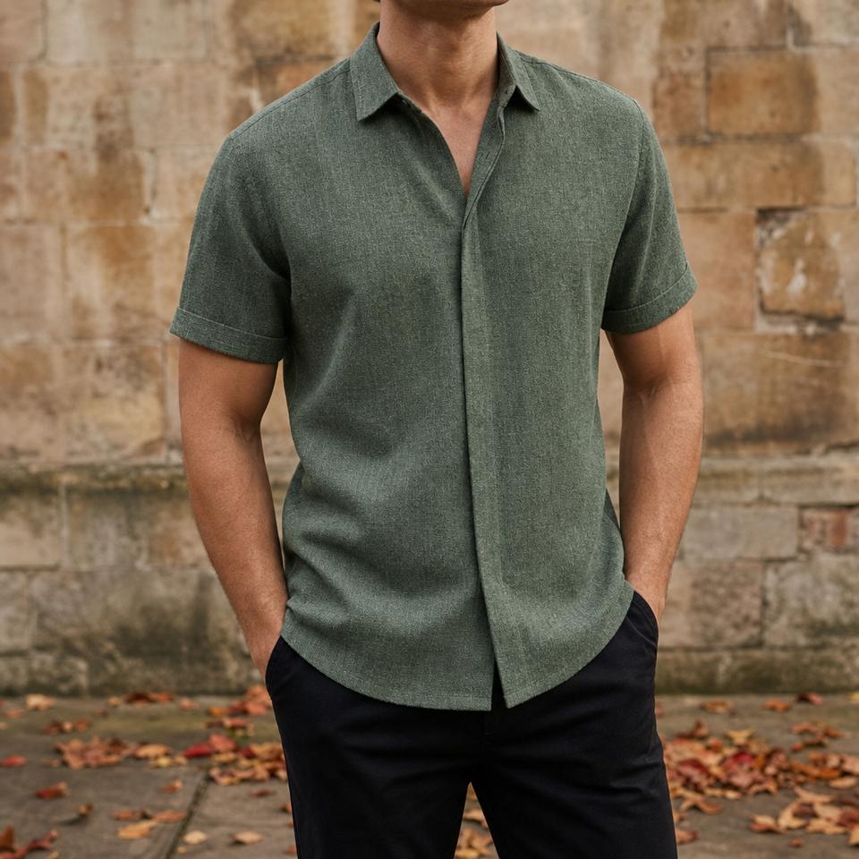 Salamanca Linen Button-Down Shirt in Sage Green