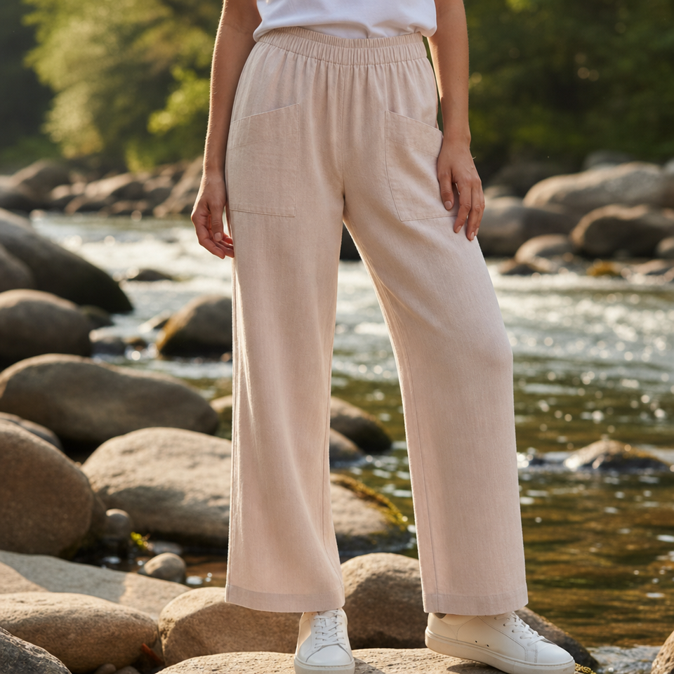 Cassis Relaxed Linen Trousers in Beige