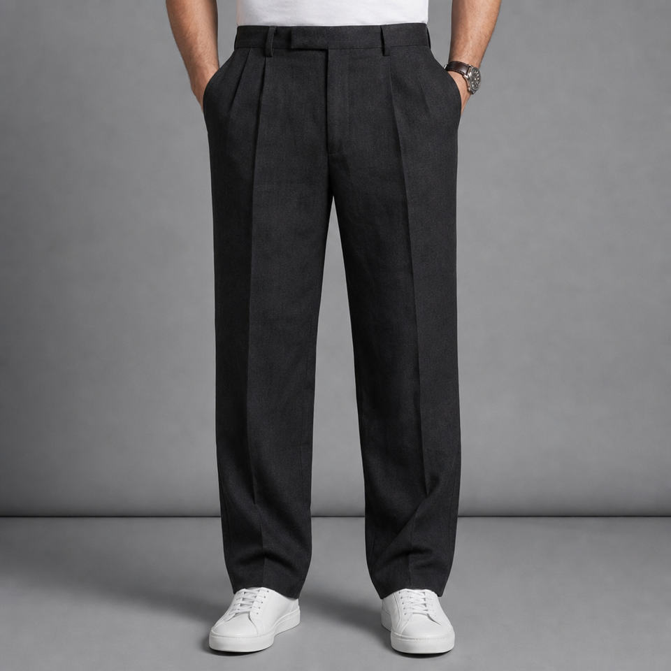 Kythnos Relaxed Linen Trousers in Black