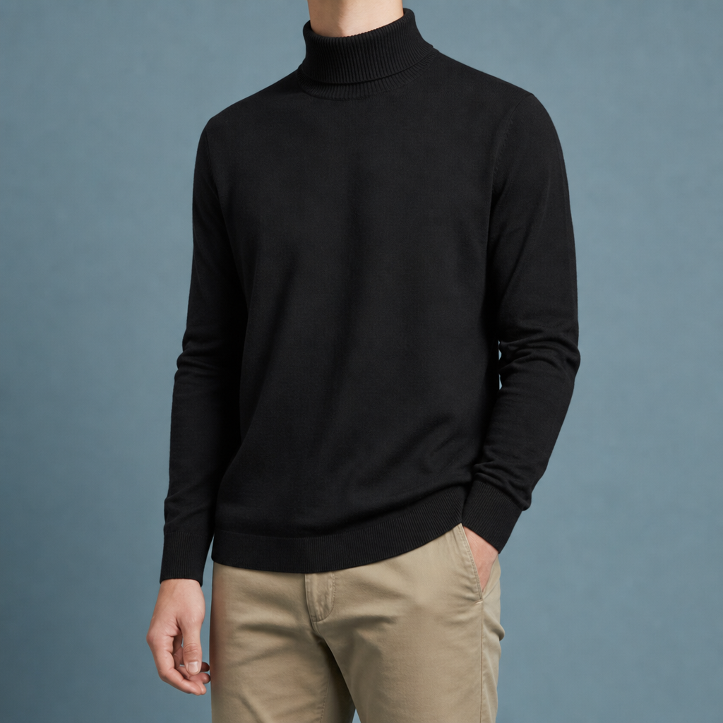Noto Slim Fit Turtleneck in Black