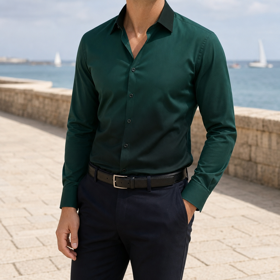 Padova Gradient Ombre Dress Shirt in Green