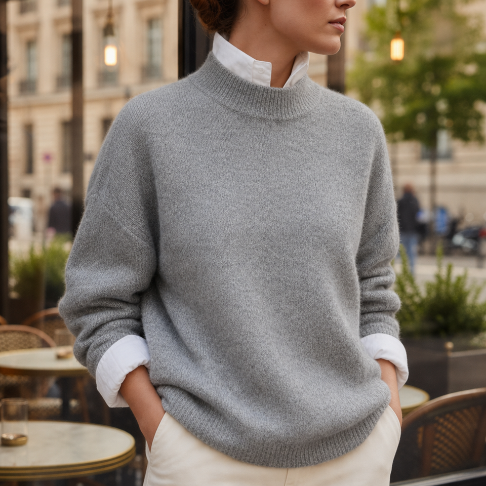 Volterra Oversized Knit Sweater in Gray