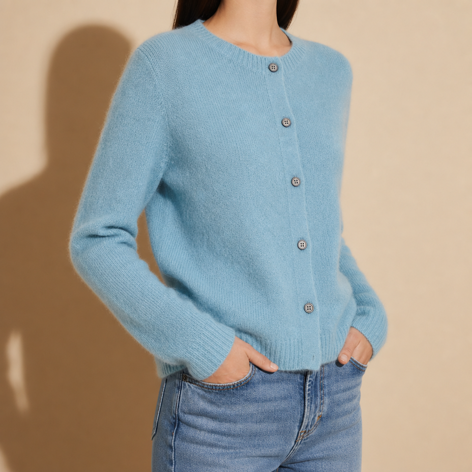 Ostuni Knit Button Cardigan in Sky Blue