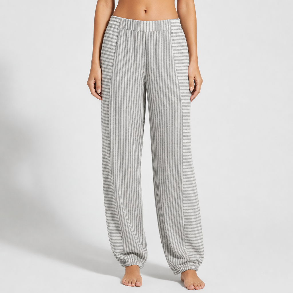 Fiesole Striped Harem Pants in Light Gray