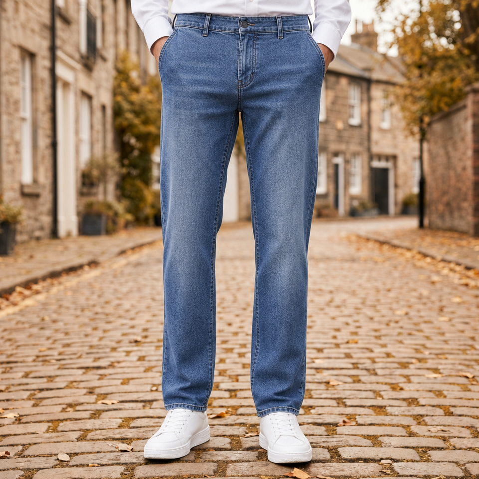 Rapallo Straight Fit Grey Jeans in Medium Blue