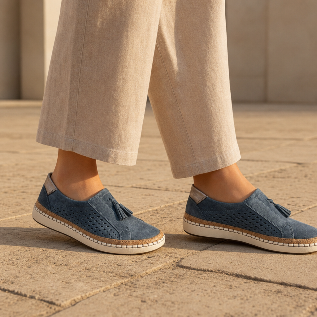 Avila Orthopedic Tassel Slip-Ons in Navy
