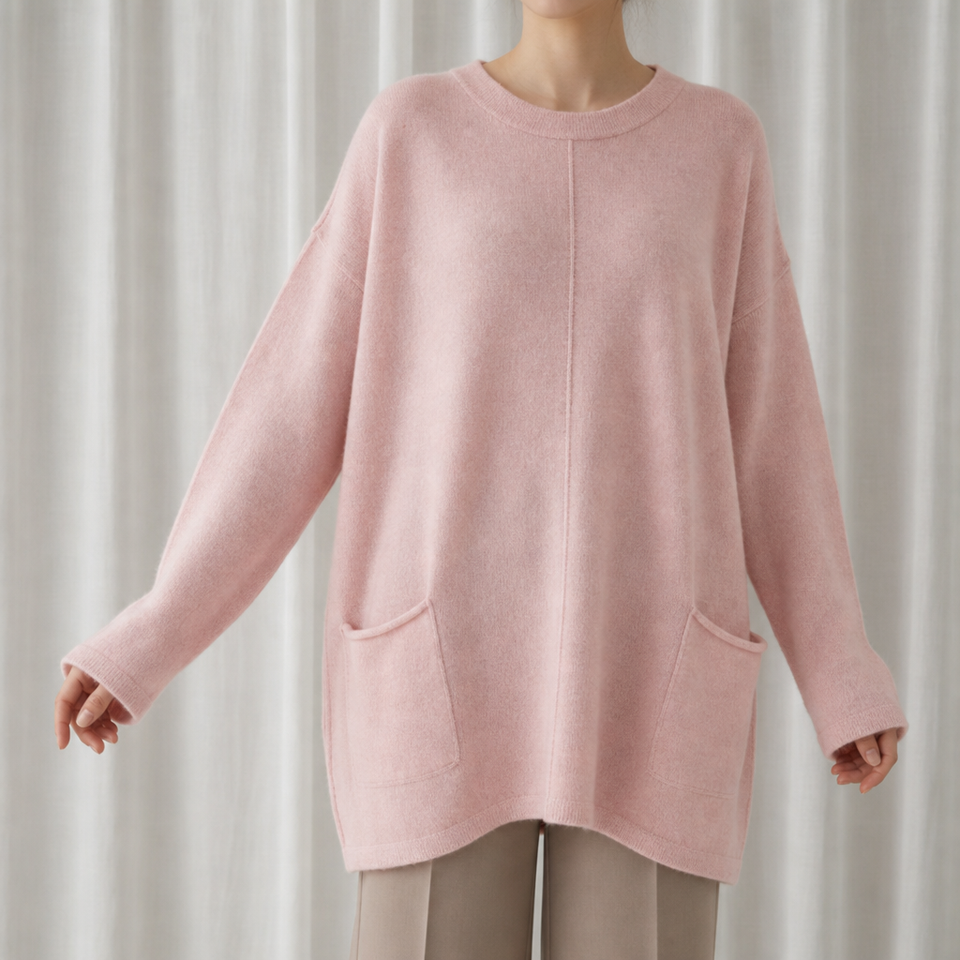 Monsaraz Relaxed Pocket Tunic Sweater in Pink