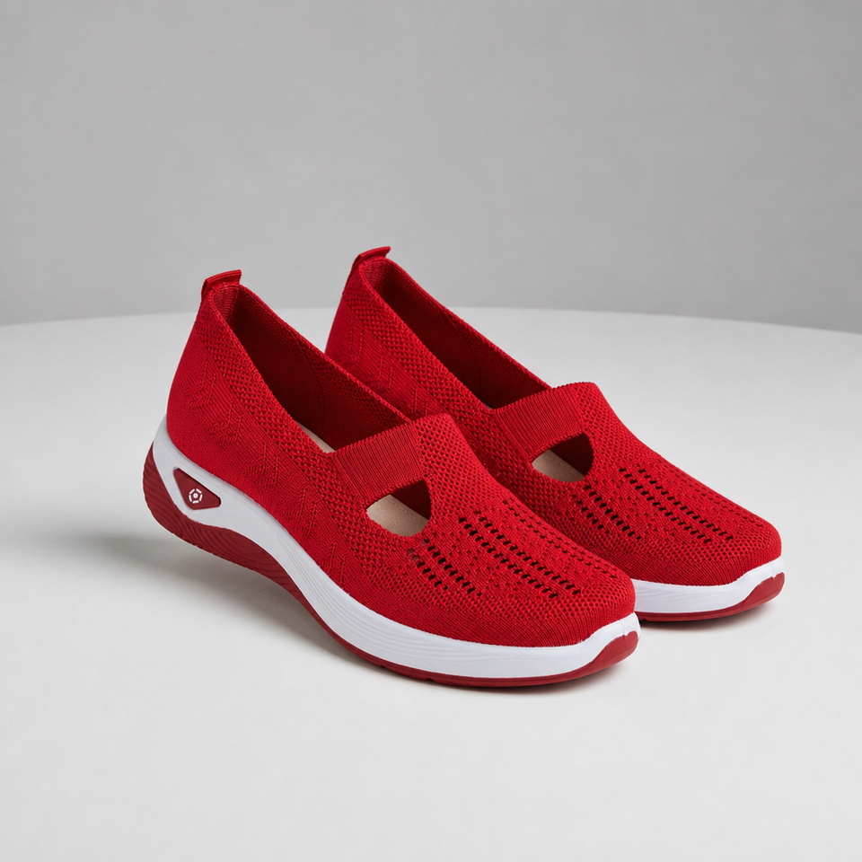 Treviso Orthopedic Knit Slip-Ons in Red