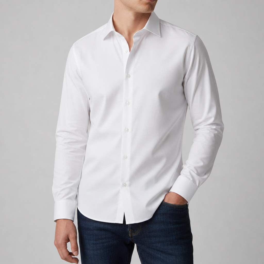 Folegandros Slim Fit Dress Shirt in White