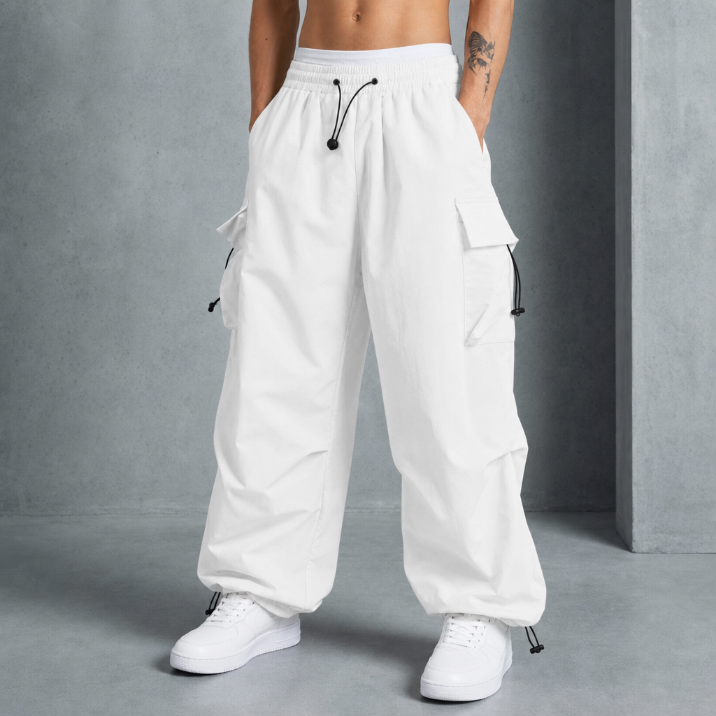 Nimes Wide Leg Cargo Pants in White