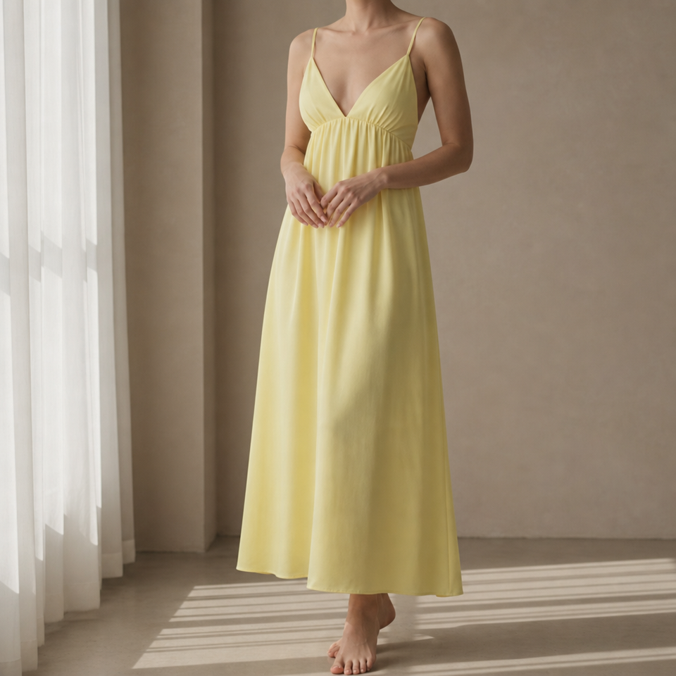 Coimbra Open Back Maxi Dress in Yellow