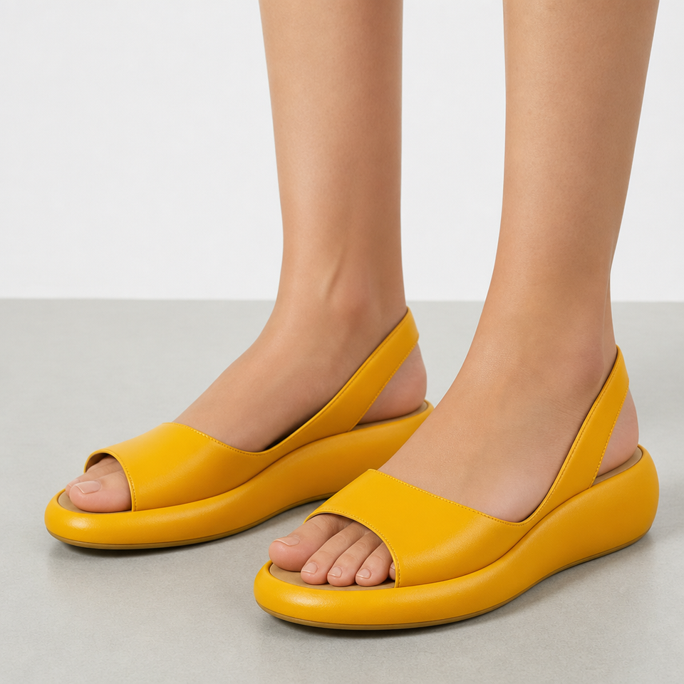 Hydra Open-Toe Slingback Sandals in Yellow