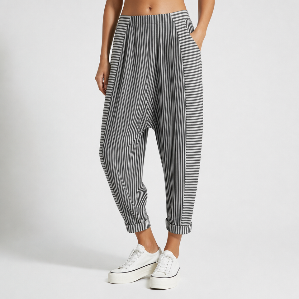Fiesole Striped Harem Pants in Black