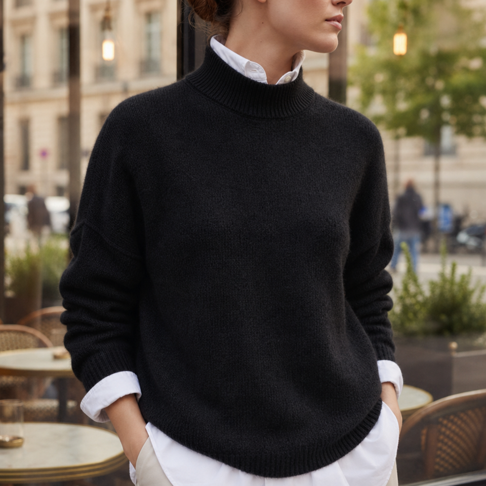 Volterra Oversized Knit Sweater in Black